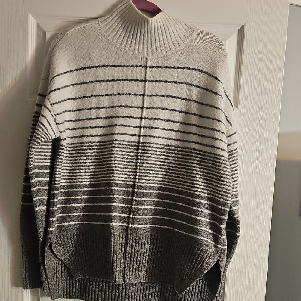 Striped Gray and White Women's Sweater